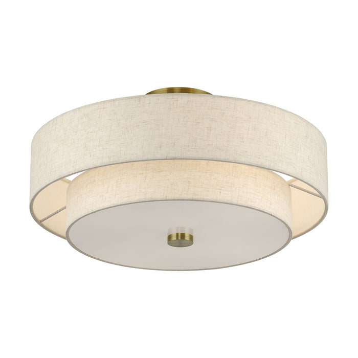 Livex Lighting - 51085-01 - Four Light Semi-Flush Mount - Monroe - Antique Brass