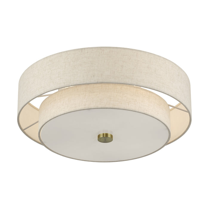 Livex Lighting - 51085-01 - Four Light Semi-Flush Mount - Monroe - Antique Brass