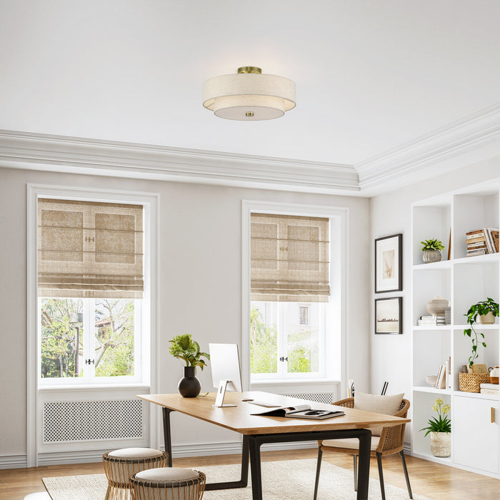 Livex Lighting - 51085-01 - Four Light Semi-Flush Mount - Monroe - Antique Brass