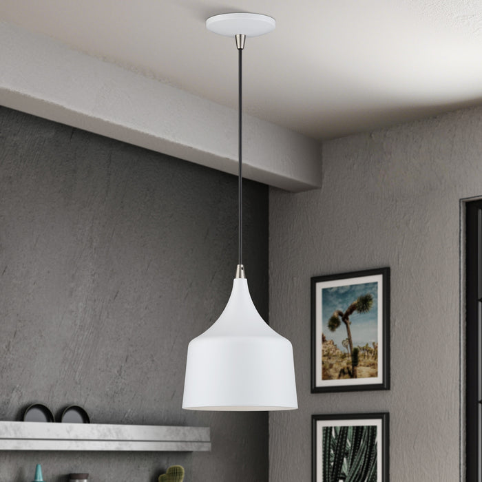 Livex Lighting - 51472-03 - LED Pendant - Bolita - White w/Brushed Nickel