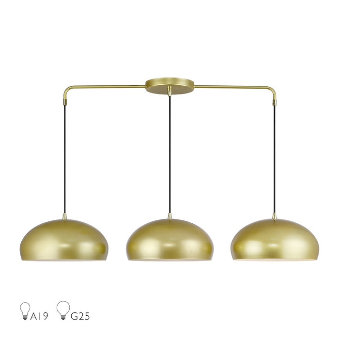 Livex Lighting - 51512-33 - Three Light Linear Chandelier - Domma - Soft Gold w/Polished Brass