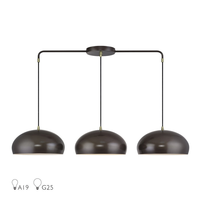 Livex Lighting - 51512-92 - Three Light Linear Chandelier - Domma - English Bronze w/Antique Brass