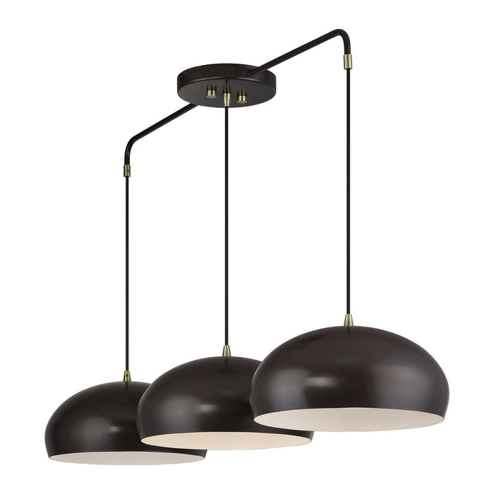 Livex Lighting - 51512-92 - Three Light Linear Chandelier - Domma - English Bronze w/Antique Brass