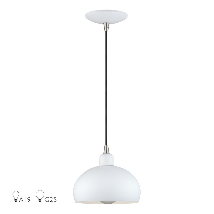 Livex Lighting - 51513-03 - One Light Mini Pendant - Domma - White w/Brushed Nickel