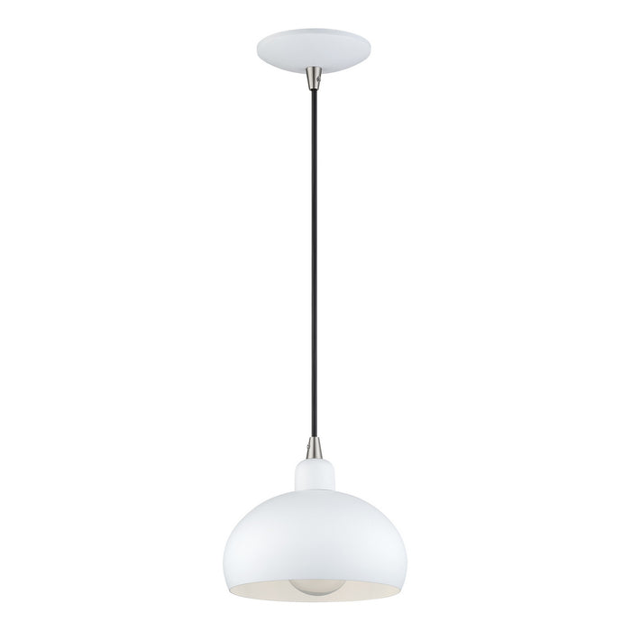 Livex Lighting - 51513-03 - One Light Mini Pendant - Domma - White w/Brushed Nickel