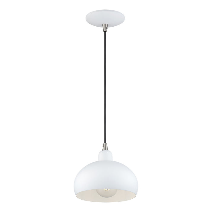 Livex Lighting - 51513-03 - One Light Mini Pendant - Domma - White w/Brushed Nickel