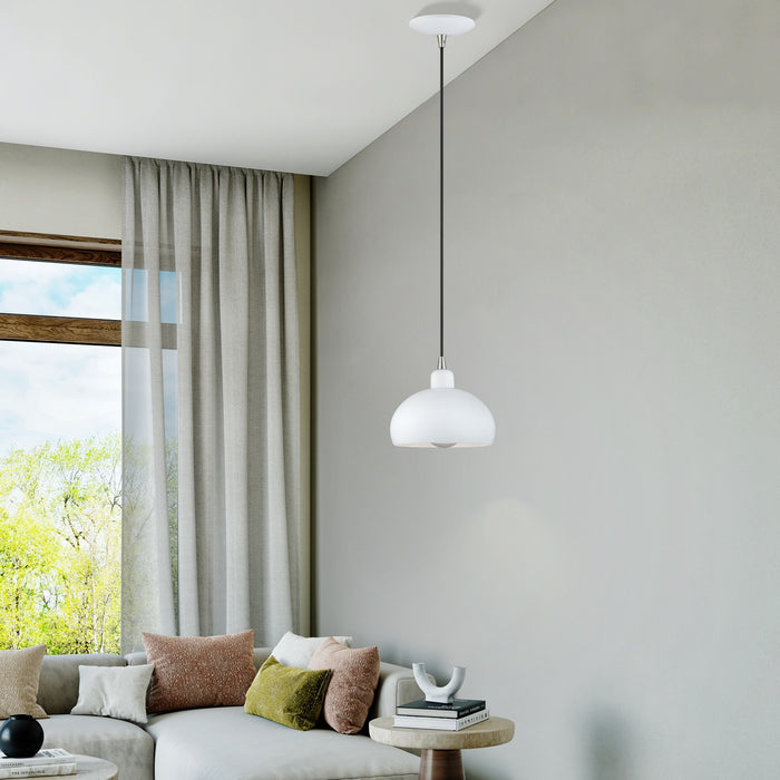 Livex Lighting - 51513-03 - One Light Mini Pendant - Domma - White w/Brushed Nickel