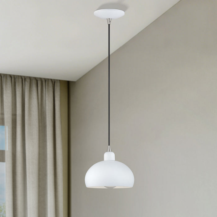 Livex Lighting - 51513-03 - One Light Mini Pendant - Domma - White w/Brushed Nickel