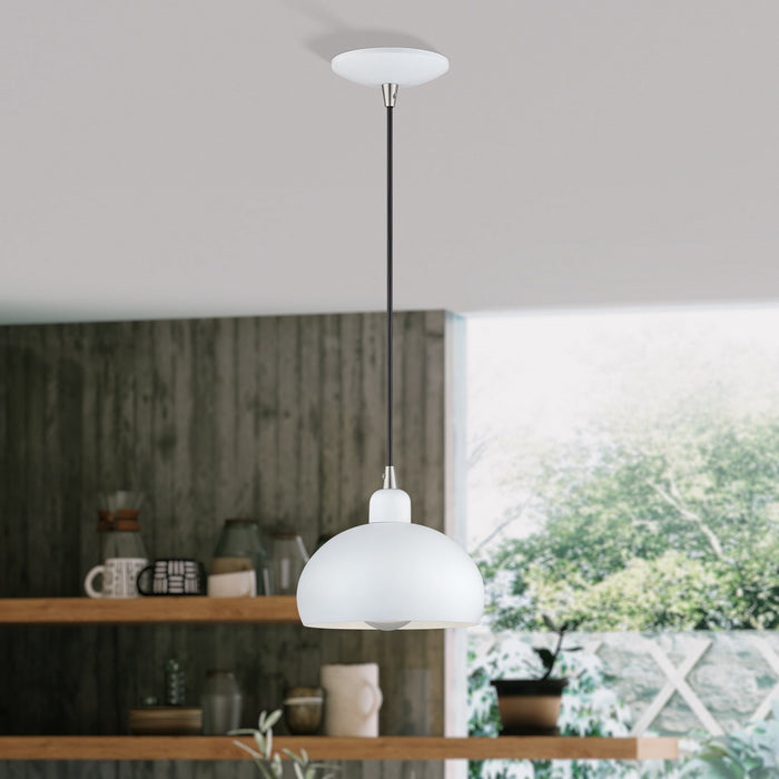 Livex Lighting - 51513-03 - One Light Mini Pendant - Domma - White w/Brushed Nickel