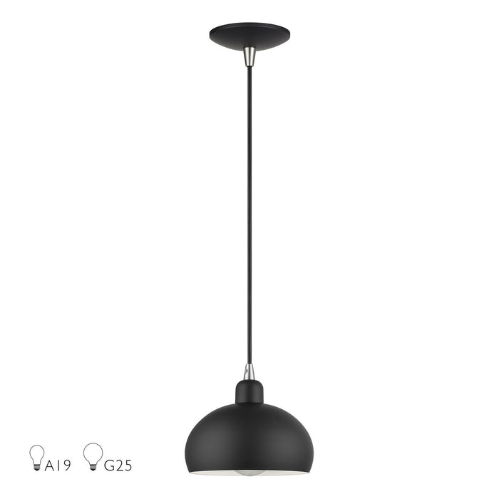Livex Lighting - 51513-04 - One Light Mini Pendant - Domma - Black w/Brushed Nickel