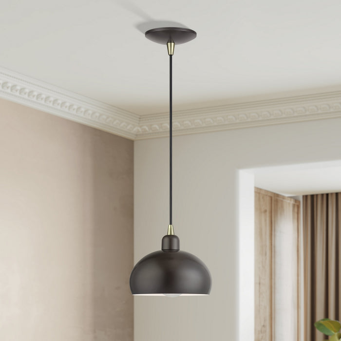 Livex Lighting - 51513-92 - One Light Mini Pendant - Domma - English Bronze w/Antique Brass