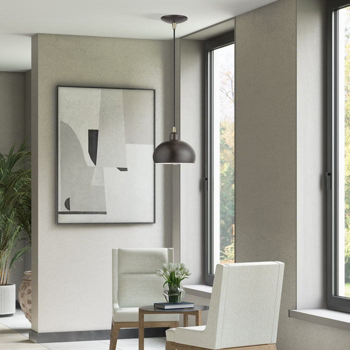 Livex Lighting - 51513-92 - One Light Mini Pendant - Domma - English Bronze w/Antique Brass