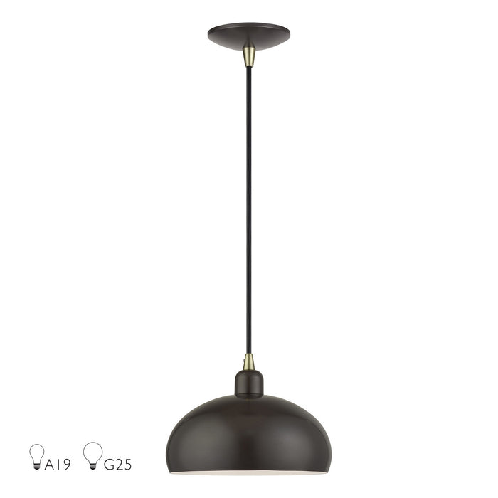 Livex Lighting - 51514-92 - One Light Pendant - Domma - English Bronze w/Antique Brass