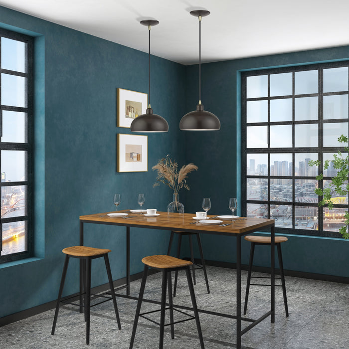 Livex Lighting - 51514-92 - One Light Pendant - Domma - English Bronze w/Antique Brass