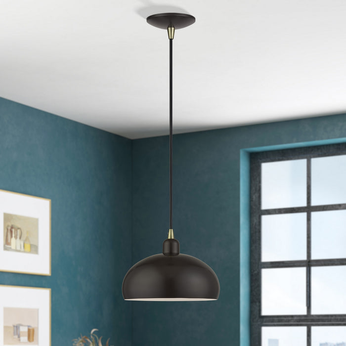 Livex Lighting - 51514-92 - One Light Pendant - Domma - English Bronze w/Antique Brass