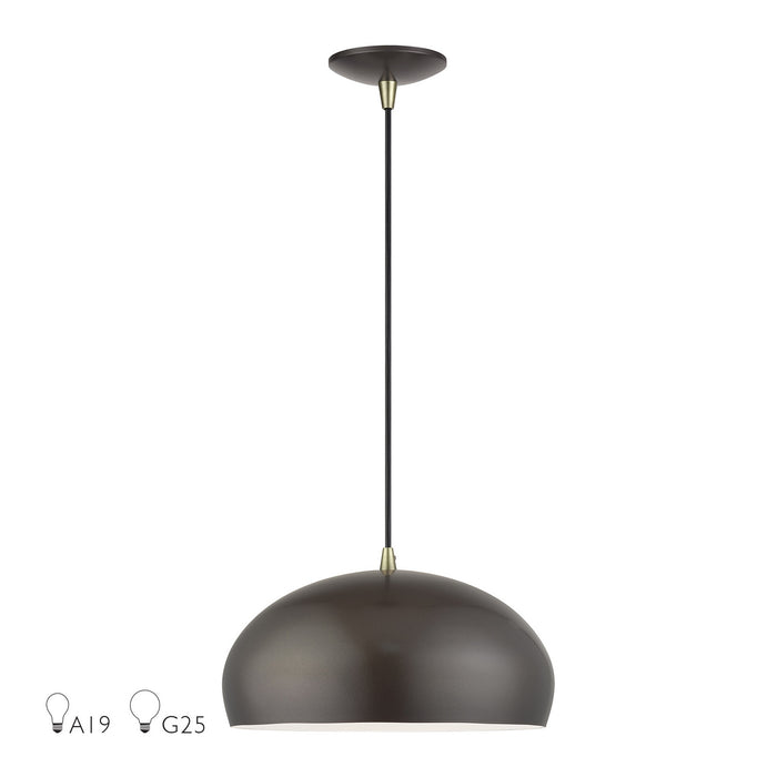 Livex Lighting - 51515-92 - One Light Pendant - Domma - English Bronze w/Antique Brass
