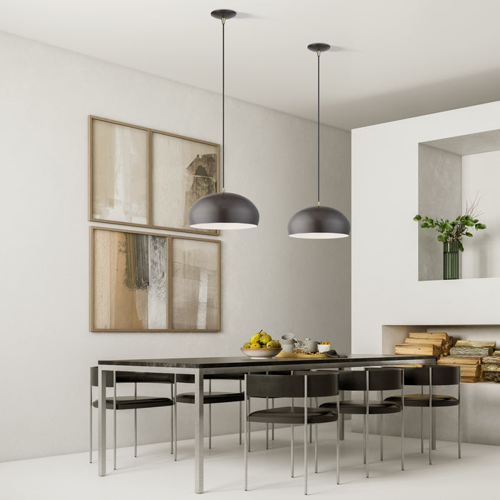 Livex Lighting - 51515-92 - One Light Pendant - Domma - English Bronze w/Antique Brass