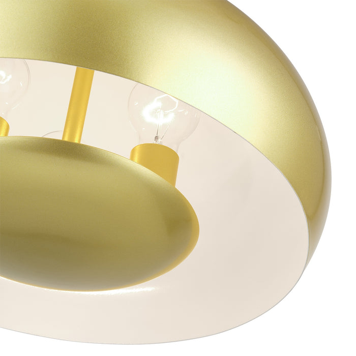 Livex Lighting - 51516-33 - Three Light Pendant - Domma - Soft Gold w/Polished Brass