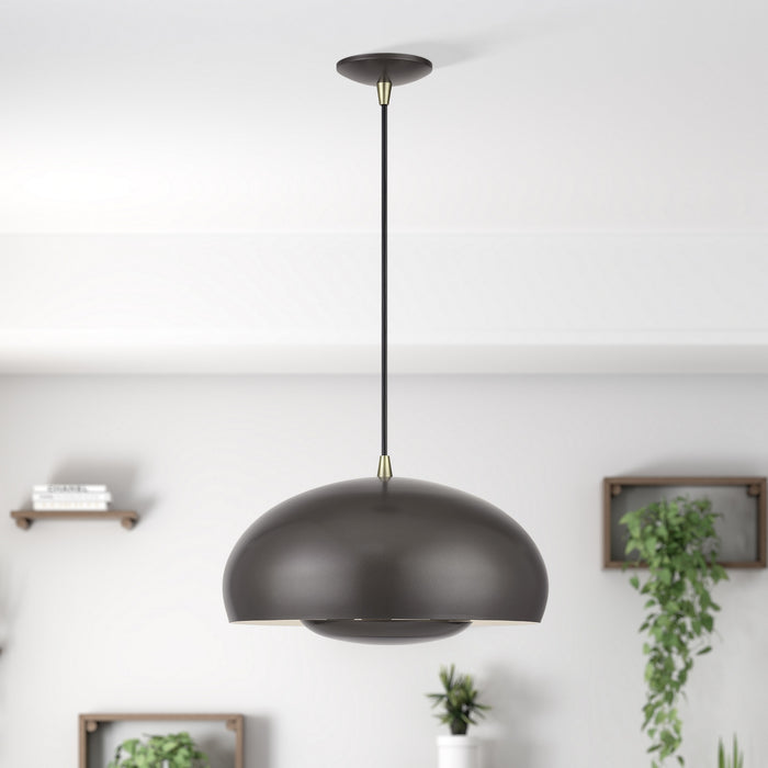 Livex Lighting - 51516-92 - Three Light Pendant - Domma - English Bronze w/Antique Brass