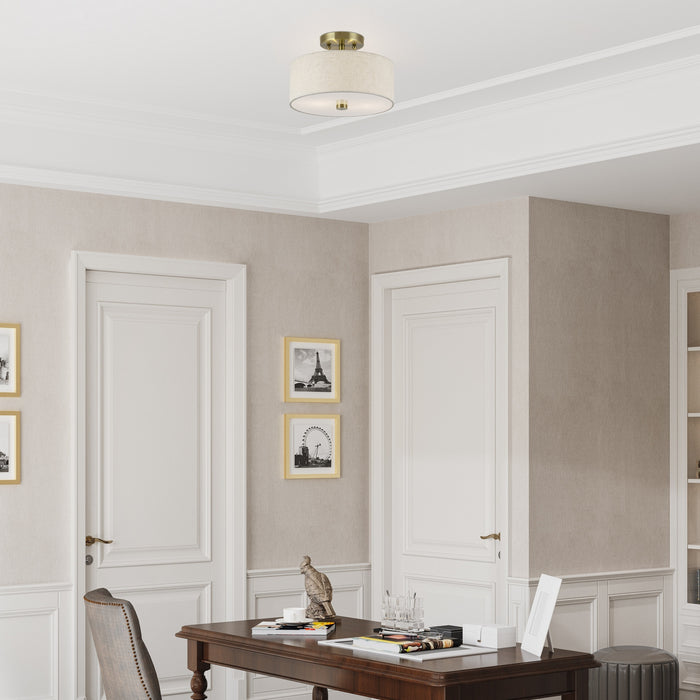 Livex Lighting - 52133-01 - Two Light Semi-Flush Mount - Monroe - Antique Brass