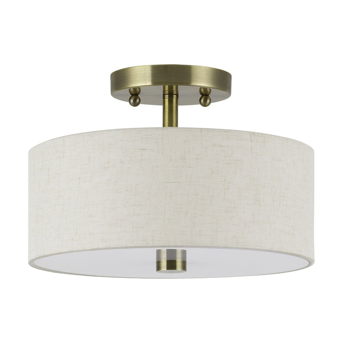 Livex Lighting - 52133-01 - Two Light Semi-Flush Mount - Monroe - Antique Brass