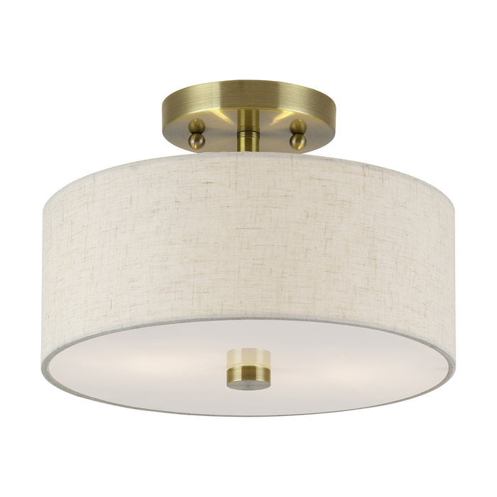 Livex Lighting - 52133-01 - Two Light Semi-Flush Mount - Monroe - Antique Brass