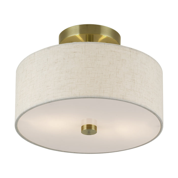 Livex Lighting - 52133-01 - Two Light Semi-Flush Mount - Monroe - Antique Brass