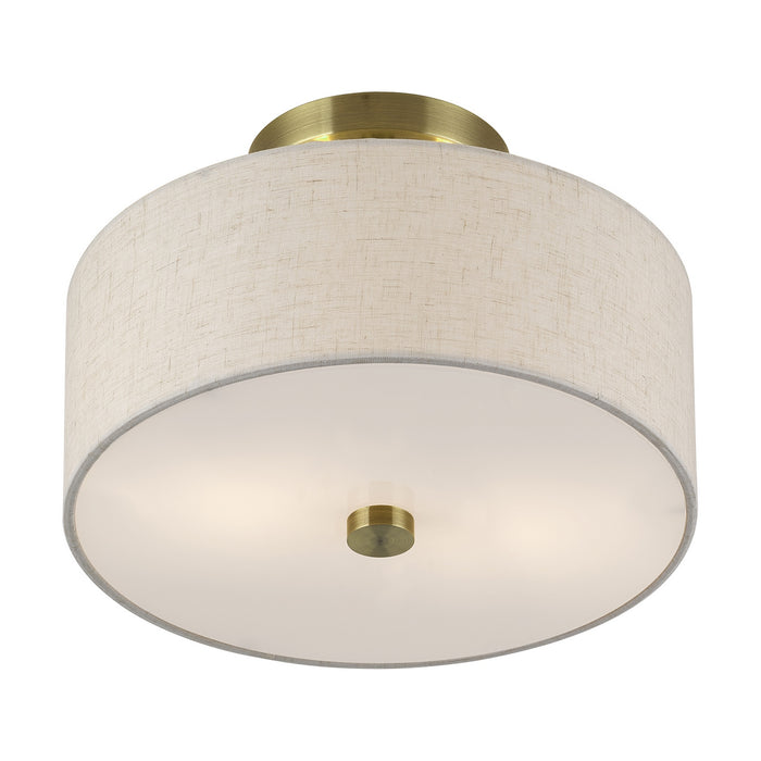 Livex Lighting - 52133-01 - Two Light Semi-Flush Mount - Monroe - Antique Brass