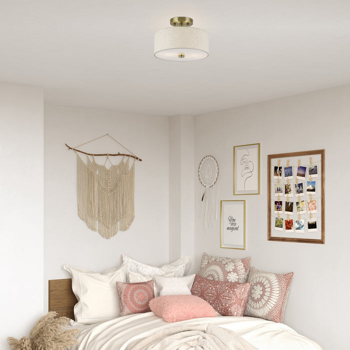 Livex Lighting - 52133-01 - Two Light Semi-Flush Mount - Monroe - Antique Brass