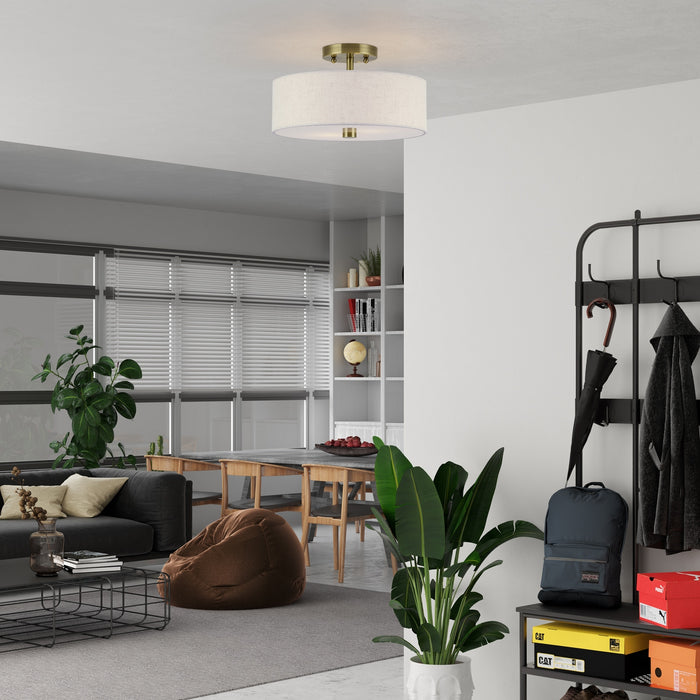 Livex Lighting - 52134-01 - Two Light Semi-Flush Mount - Monroe - Antique Brass