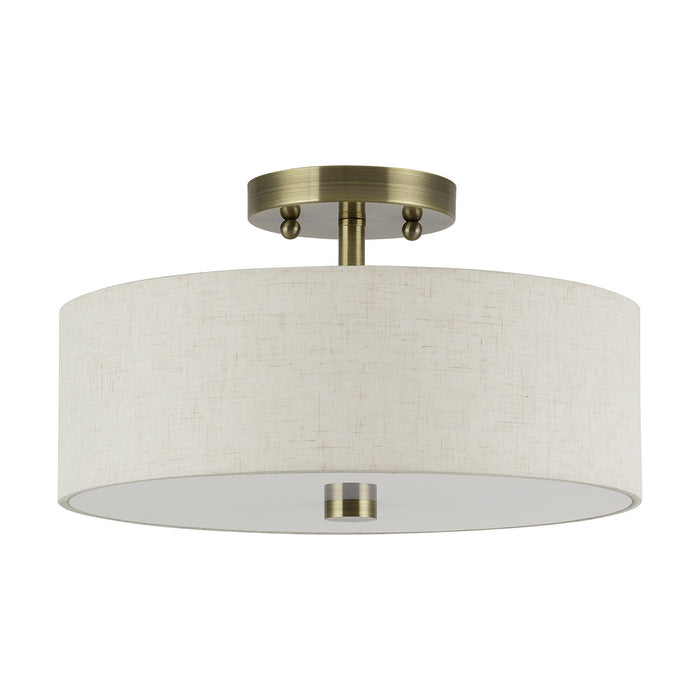 Livex Lighting - 52134-01 - Two Light Semi-Flush Mount - Monroe - Antique Brass