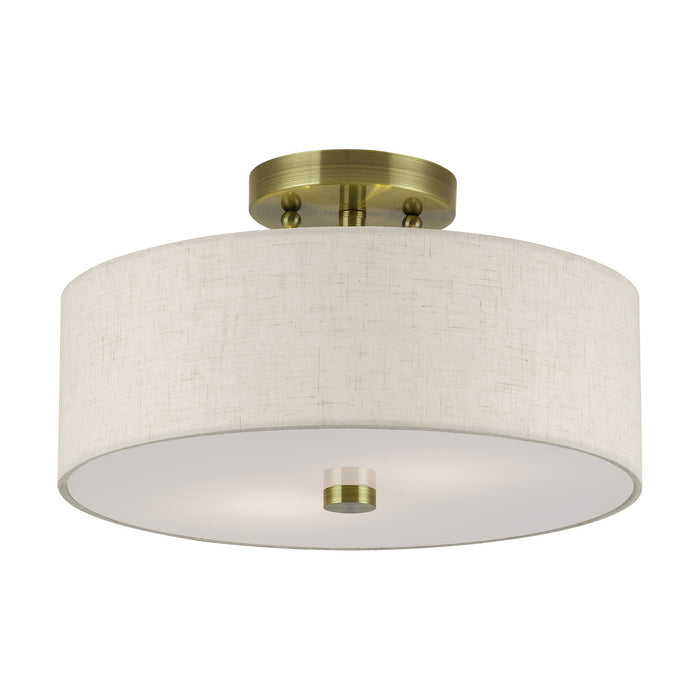 Livex Lighting - 52134-01 - Two Light Semi-Flush Mount - Monroe - Antique Brass