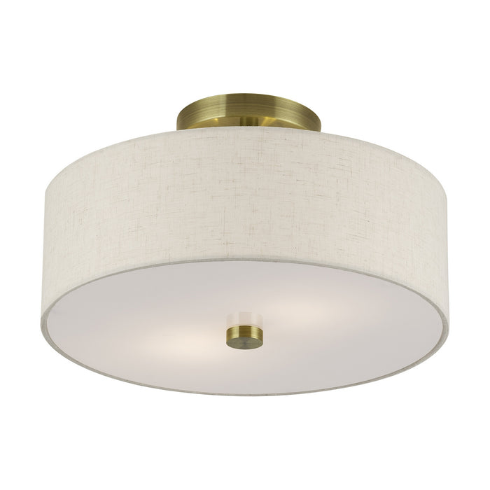 Livex Lighting - 52134-01 - Two Light Semi-Flush Mount - Monroe - Antique Brass