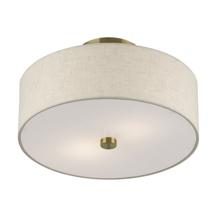 Livex Lighting - 52134-01 - Two Light Semi-Flush Mount - Monroe - Antique Brass