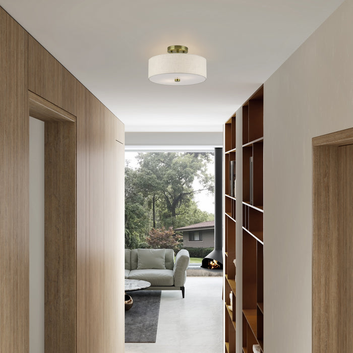 Livex Lighting - 52134-01 - Two Light Semi-Flush Mount - Monroe - Antique Brass