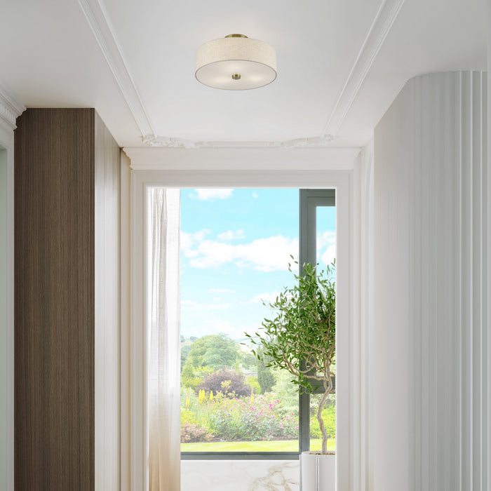 Livex Lighting - 52135-01 - Three Light Semi-Flush Mount - Monroe - Antique Brass