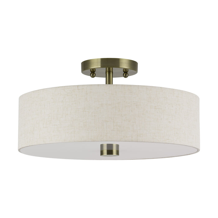 Livex Lighting - 52135-01 - Three Light Semi-Flush Mount - Monroe - Antique Brass