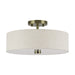 Livex Lighting - 52135-01 - Three Light Semi-Flush Mount - Monroe - Antique Brass