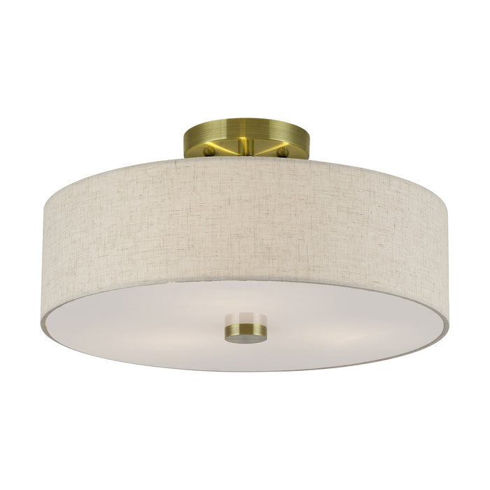 Livex Lighting - 52135-01 - Three Light Semi-Flush Mount - Monroe - Antique Brass