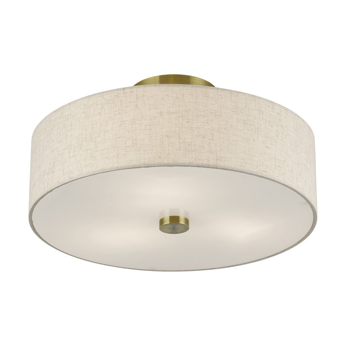 Livex Lighting - 52135-01 - Three Light Semi-Flush Mount - Monroe - Antique Brass