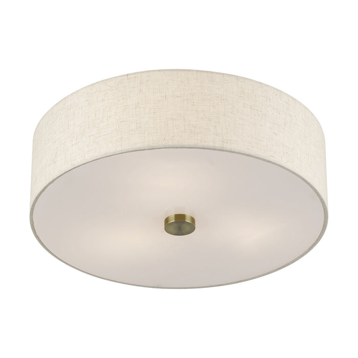 Livex Lighting - 52135-01 - Three Light Semi-Flush Mount - Monroe - Antique Brass