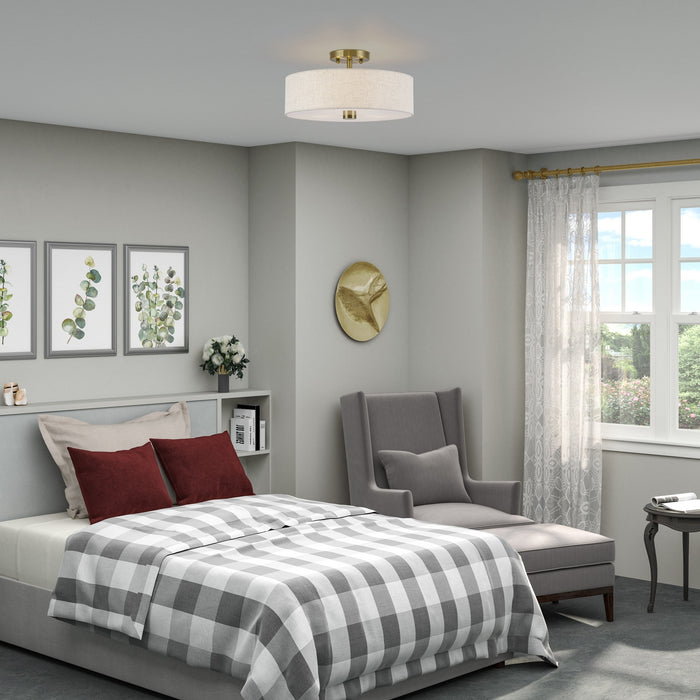 Livex Lighting - 52135-01 - Three Light Semi-Flush Mount - Monroe - Antique Brass