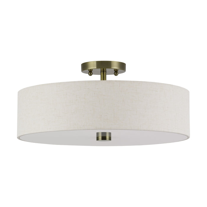Livex Lighting - 52136-01 - Four Light Semi-Flush Mount - Monroe - Antique Brass