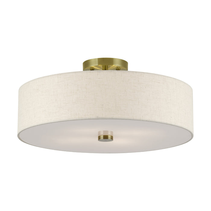 Livex Lighting - 52136-01 - Four Light Semi-Flush Mount - Monroe - Antique Brass