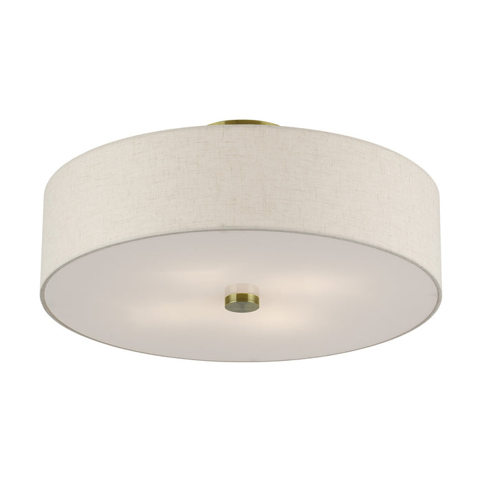 Livex Lighting - 52136-01 - Four Light Semi-Flush Mount - Monroe - Antique Brass