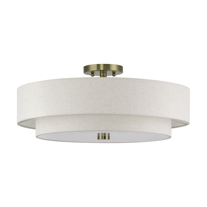 Livex Lighting - 52139-01 - Five Light Semi-Flush Mount - Monroe - Antique Brass