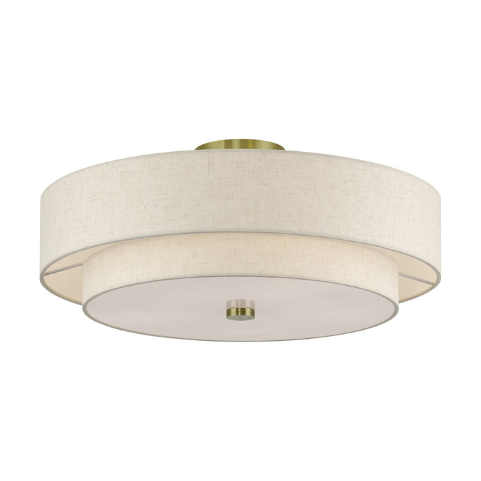 Livex Lighting - 52139-01 - Five Light Semi-Flush Mount - Monroe - Antique Brass