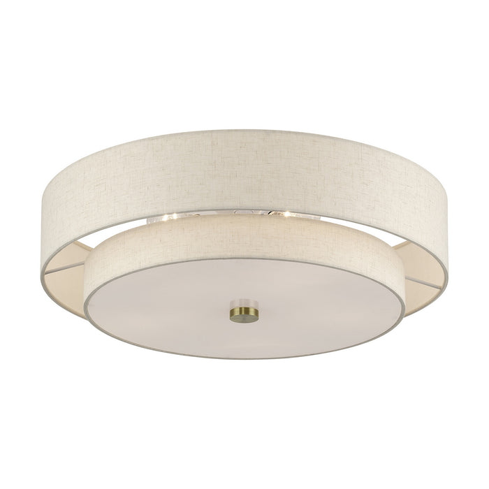 Livex Lighting - 52139-01 - Five Light Semi-Flush Mount - Monroe - Antique Brass
