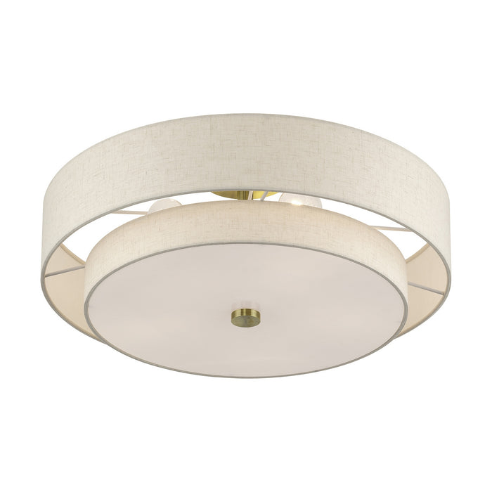 Livex Lighting - 52139-01 - Five Light Semi-Flush Mount - Monroe - Antique Brass