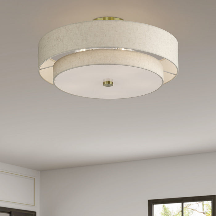 Livex Lighting - 52139-01 - Five Light Semi-Flush Mount - Monroe - Antique Brass